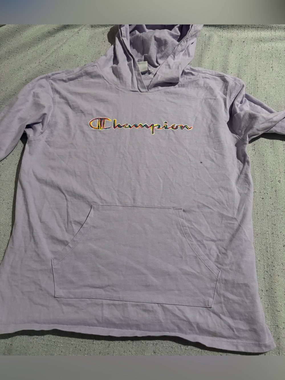 Champion Lavender Hooded Pullover with Multicolor Script